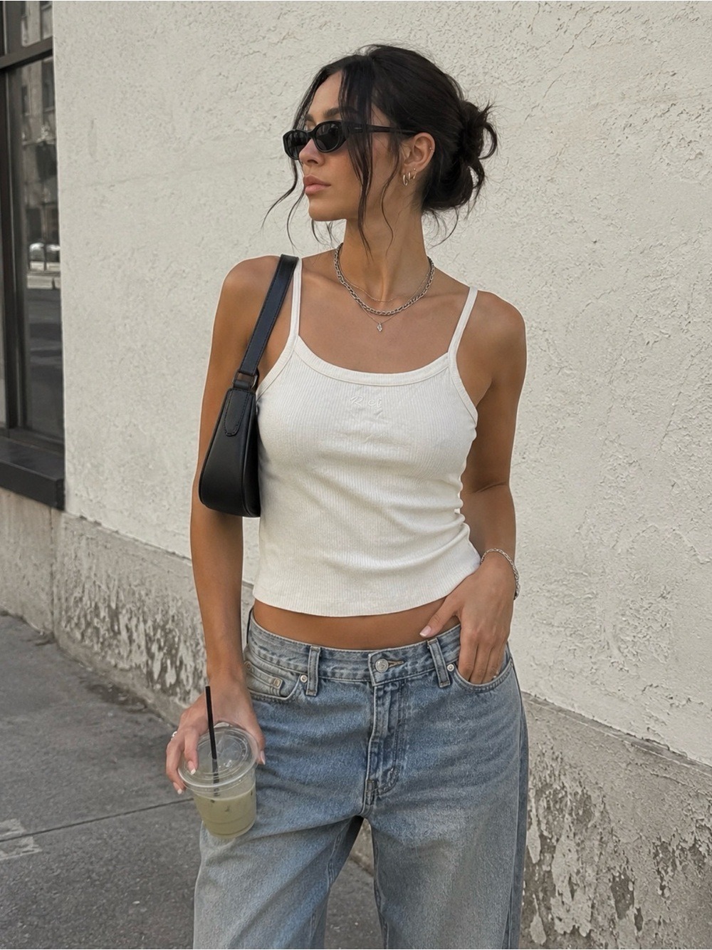 RVCA WEST SIDE WHITE RIBBED CROP LOGO TANK TOP XL NWT STREETWEAR